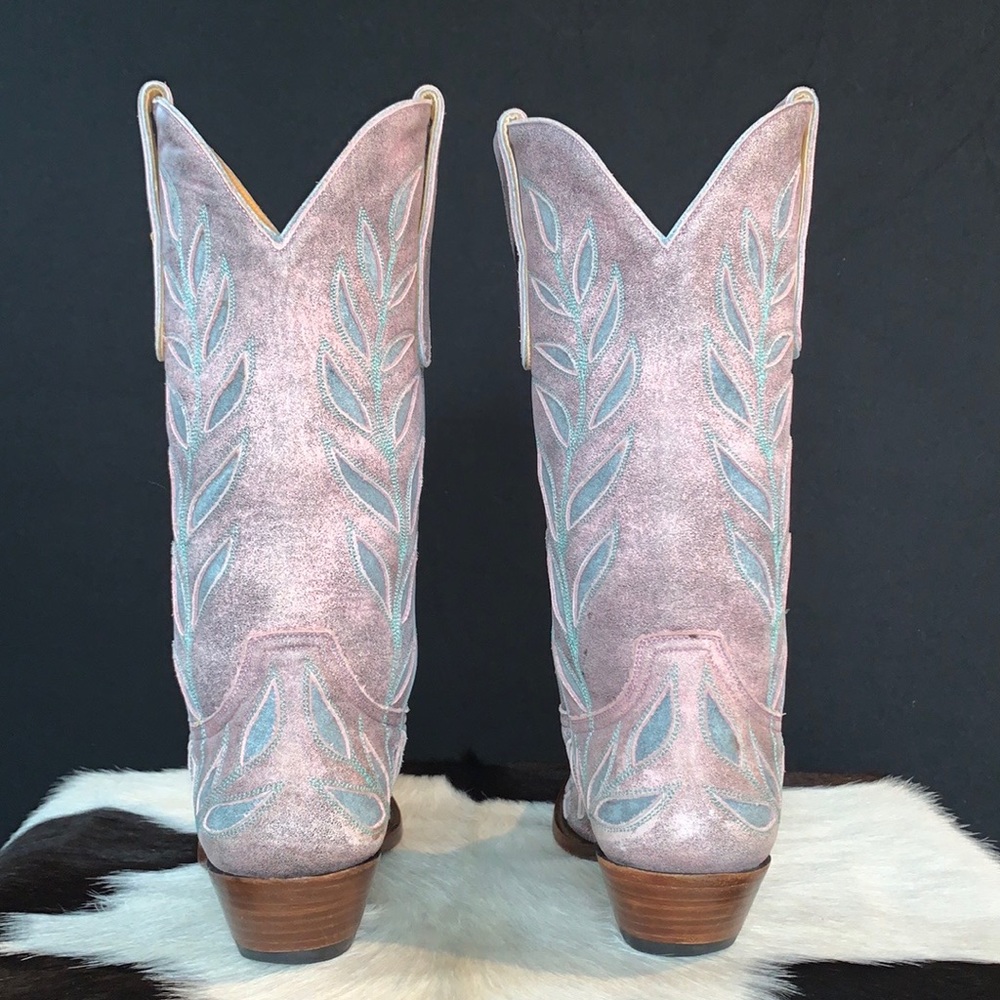 OLD GRINGO Vintage Pink Blue Leather Floral Tall Cowgirl Cowboy Western Boots 7 - Picture 5 of 10